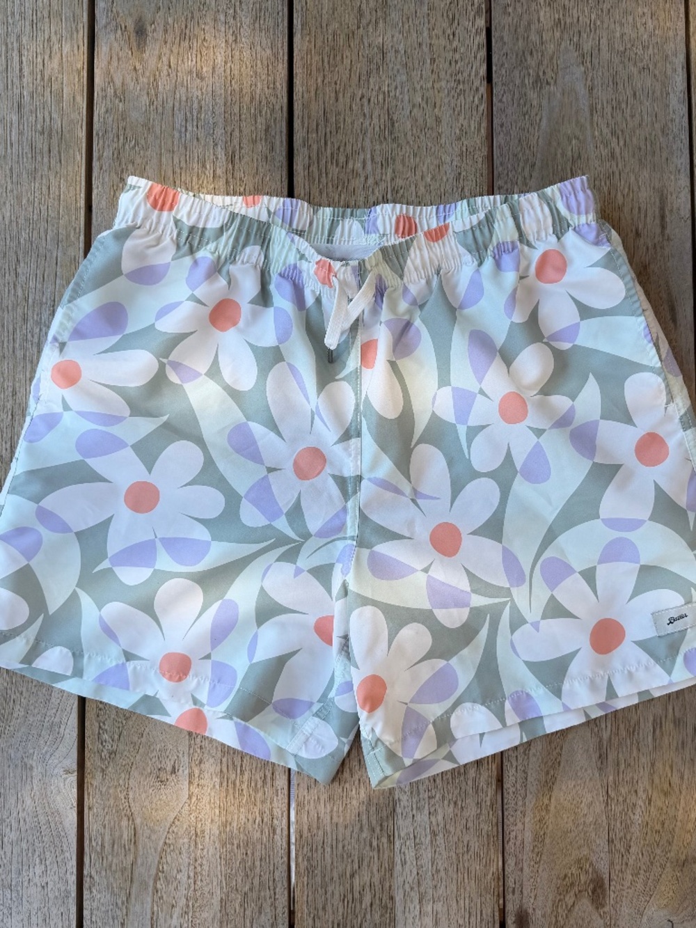 Bather Trunk Co Daisy Trip Swim Shorts 5.5” Sage Floral Men’s L